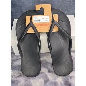 NWT Archies Arch Support Sandals Black High Arch Thongs Mens 10